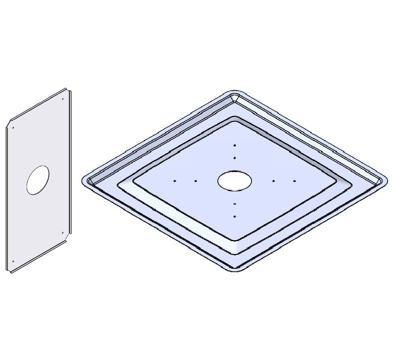 26″ Square Beauty Plate w/Backer Plate – 12″ and 16"